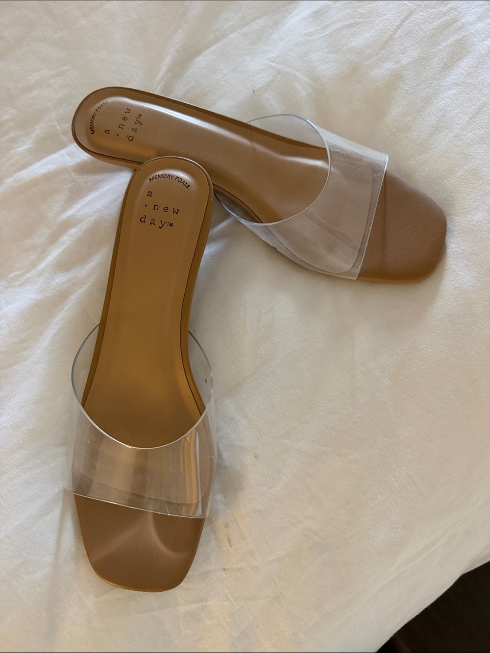 a new day Clear-Band Slide Sandals in Brown